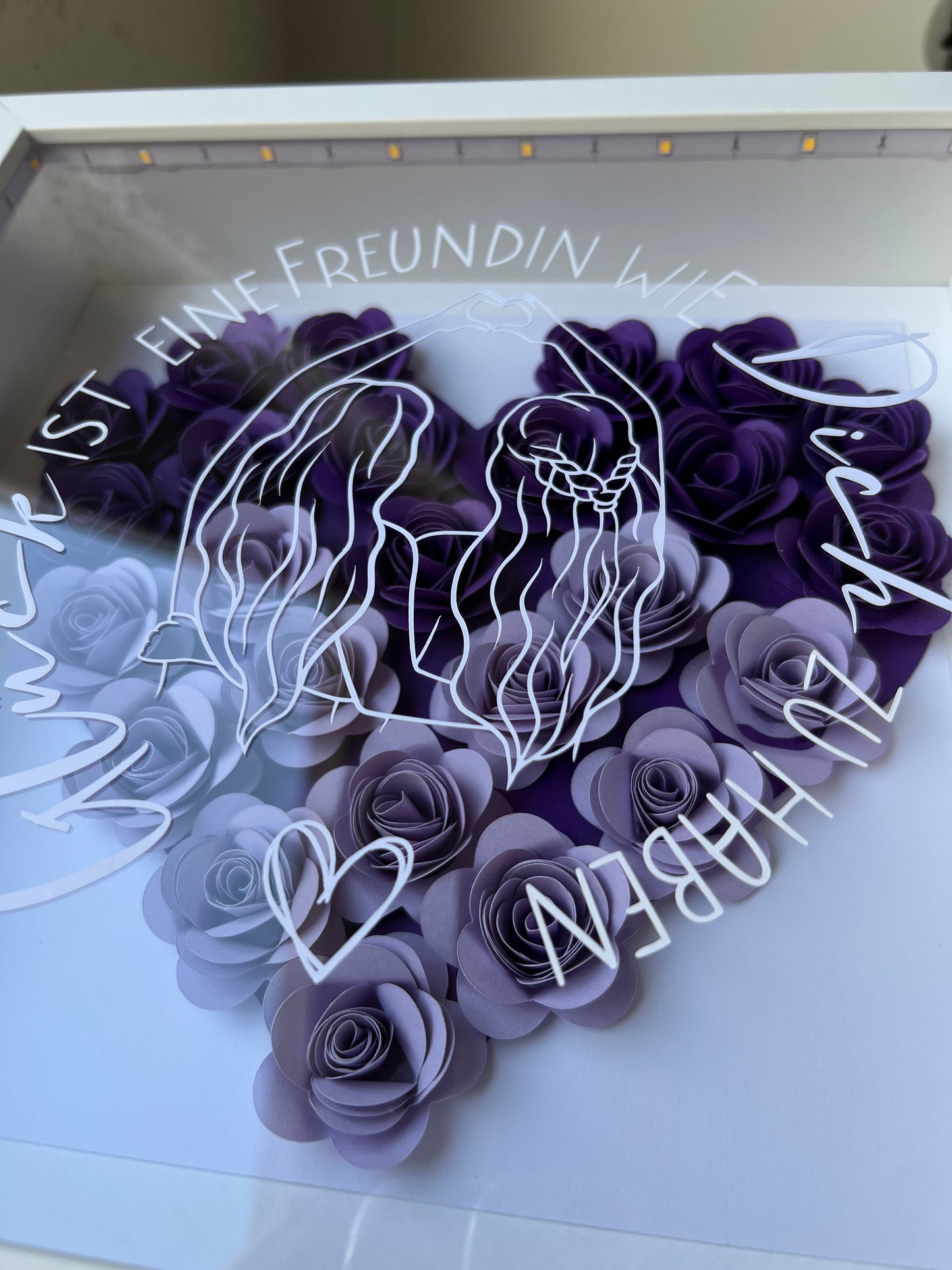 Beste Freundinnen Blumenrahmen - im Ombre Look - individuell Anpassbar - wahlweise mit LED